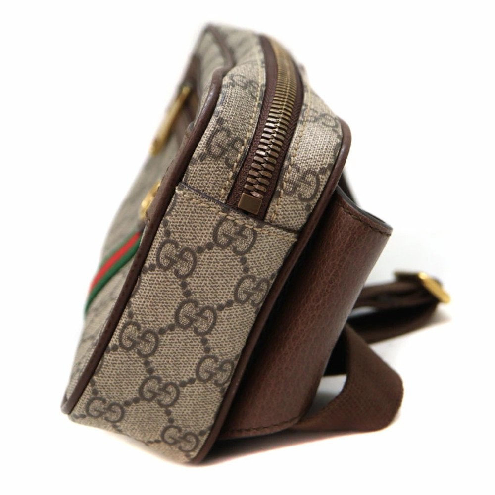 GUCCI Ophidia GG Belt Bag Waist Canvas Leather Brown Beige - Picture 3 of 6